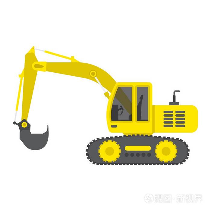 挖掘机平图标, 运输和车辆, 挖掘机