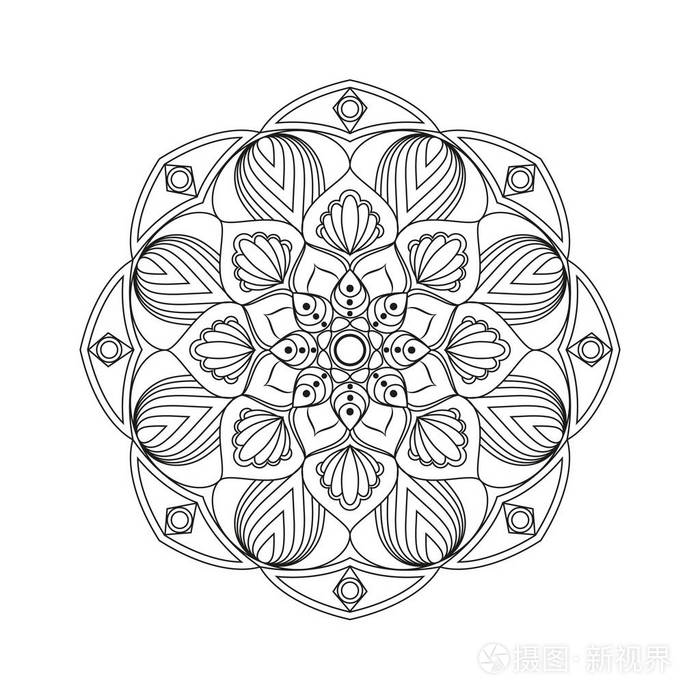 曼陀罗花.老式的装饰元素.东方模式 v