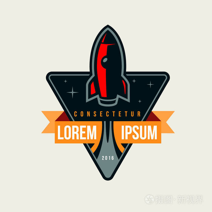 太空火箭发射标志徽章