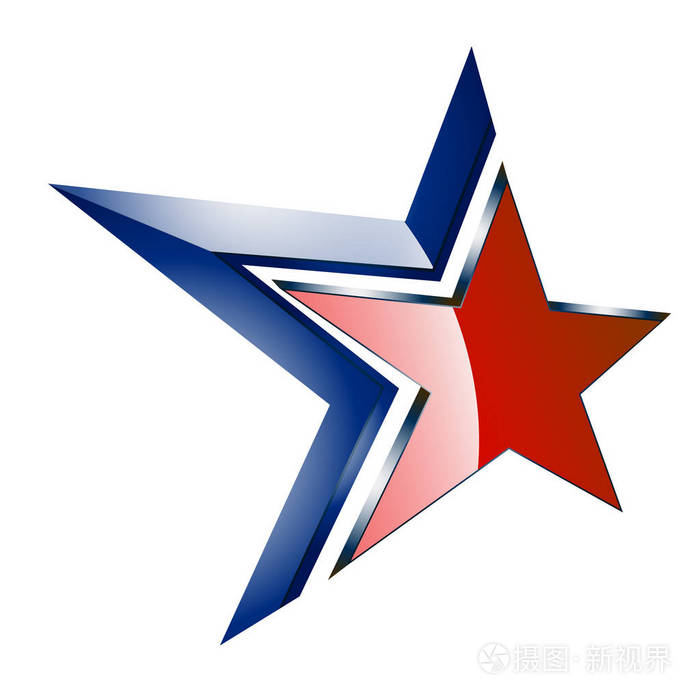 白色背景中孤立的红星抽象