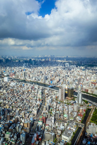 日本东京城市天际线鸟瞰图