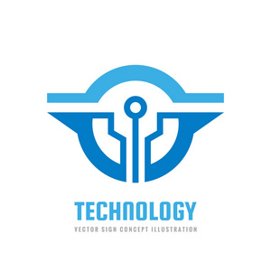 技术-企业标识的矢量 logo 模板.抽象的芯片标志.