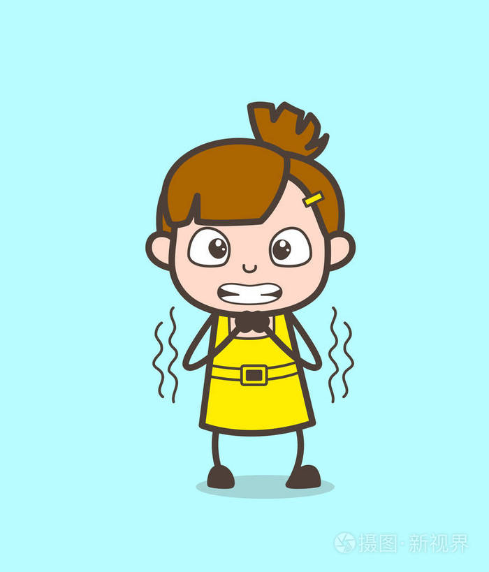 扼腕叹息的脸可爱的卡通女孩矢量