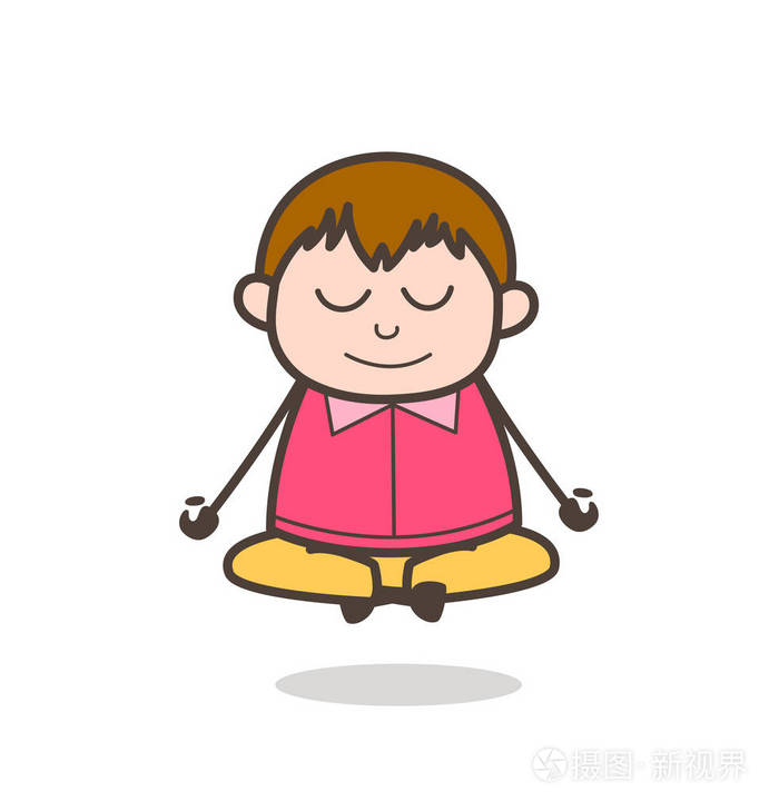 做瑜伽可爱的卡通小胖子图