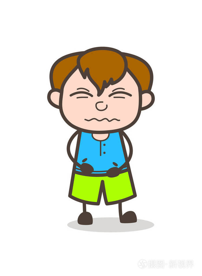 迷惑的表情-可爱的卡通男孩图