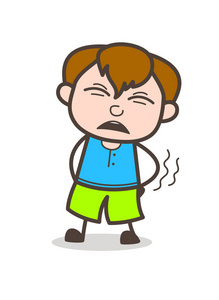 卡通疼在身体-可爱的卡通男孩图着疼照片