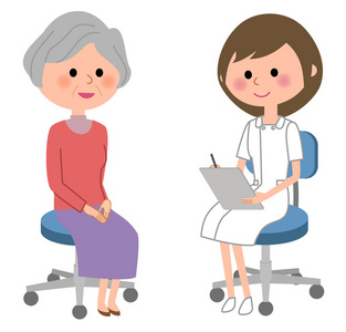 上的年轻女士的手挥舞着她的手的医生夫人矢量平面卡通插图诊所接待