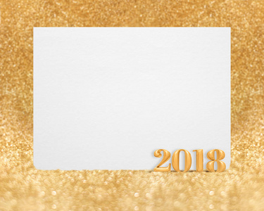 金子的颜色新年 2018年 3d 渲染 与空白的白色反击