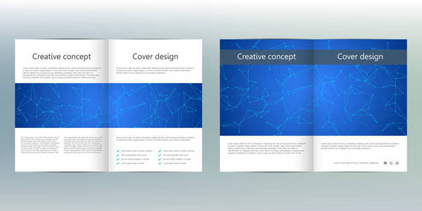 钱夹业务宣传册模板与抽象背景。几何的图形和连接点的线。医疗 技术和科学的概念。矢量图