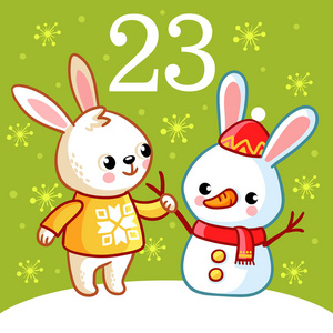 可爱的兔子雪人照片