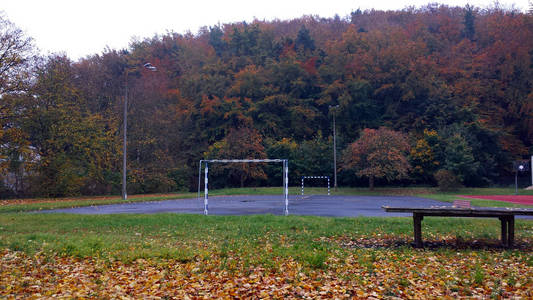 足球场上的秋天图片