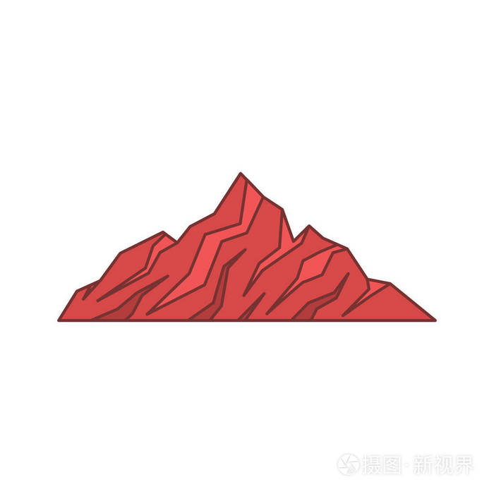 插画 红山图标. 在黑色背景上隔离网页的山矢量图标卡通插图.eps