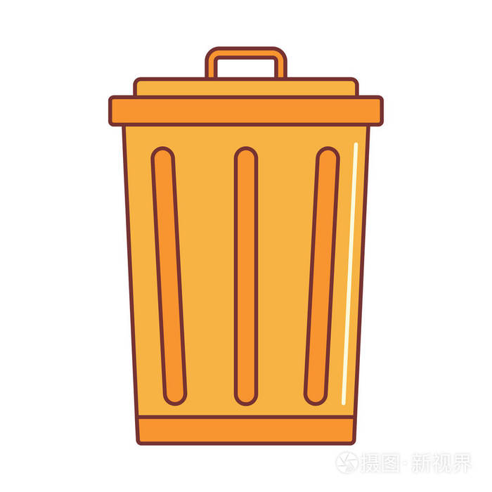 白色背景网页垃圾桶矢量图标卡通插图