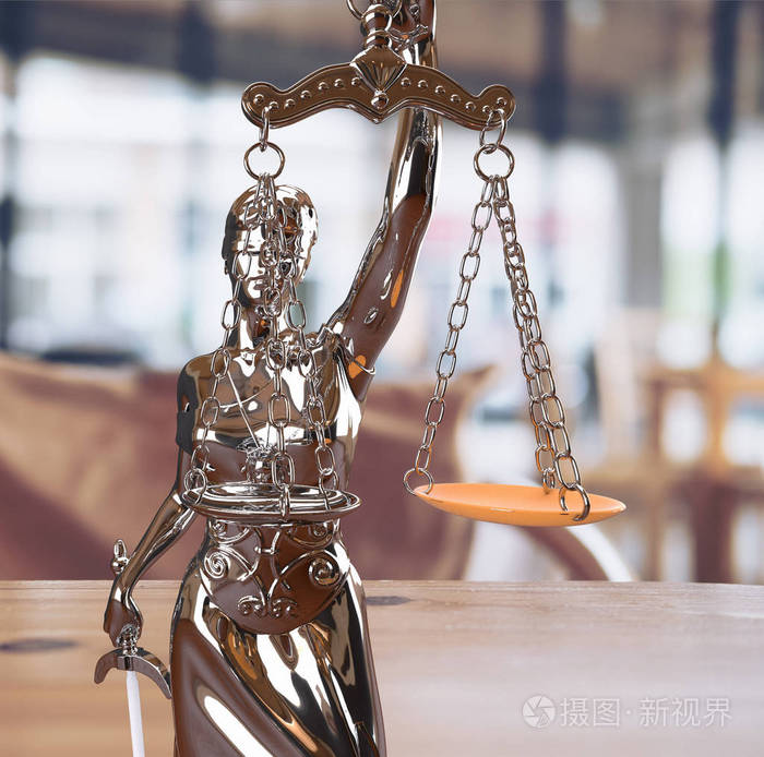 忒弥斯与规模和剑的 3d 渲染