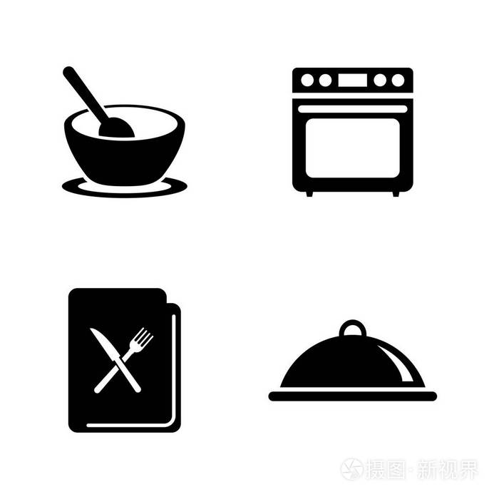 烹饪简单相关的矢量图标