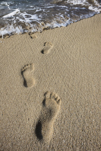 在沙子里的人类脚印