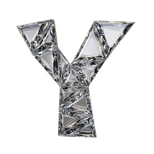 水晶三角化字体字母 Y 3d 渲染