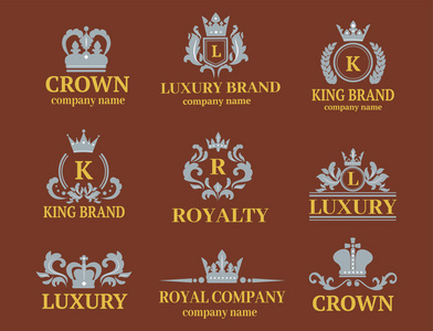 溢价徽章皇冠王老式溢价白色徽章纹章装饰豪华 kingdomsign 矢量图