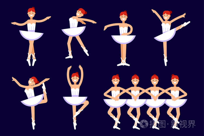 芭蕾舞蹈家,公主,芭蕾舞女孩矢量股票插画.天鹅湖图