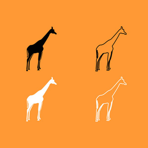 黑色和白色的长颈鹿设置图标