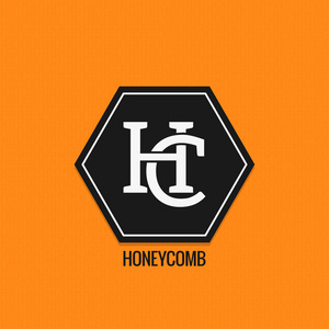 蜂蜜 comp 标志设计。H 和 C 字母矢量背景