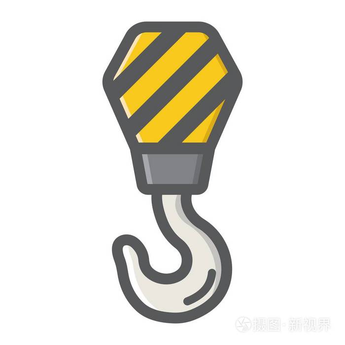 起重机吊钩填充轮廓图标建造和修理