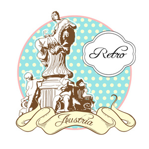 奥地利,维也纳,dunnerbrunnen 喷泉.矢量图上白色孤立照片