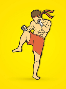 泰拳,泰拳行动图形矢量照片