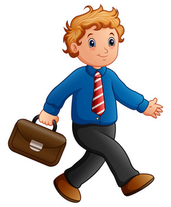 老绅士袋卡通商人与公文包同行照片