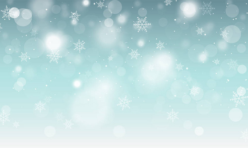雪花与发光元素抽象冬季蓝色矢量背景