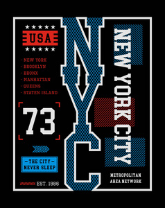 纽约城体育排版设计 t 恤打印