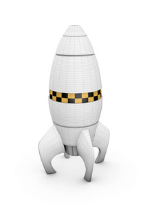 太空火箭 cel 渲染 孤立的白色三维图