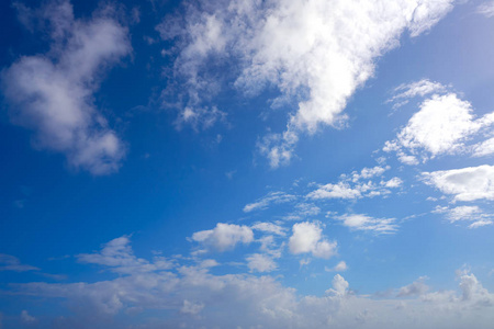 蓝色夏天天空白色的积云