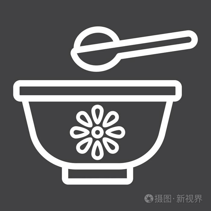 婴儿碗线图标婴儿食品和营养