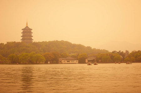 美丽杭州西湖胜景，雷峰夕照