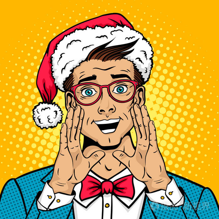 快乐圣诞波普艺术男性脸.