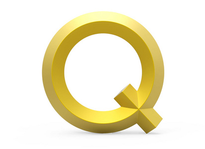 3d 渲染金色斜面字母 Q