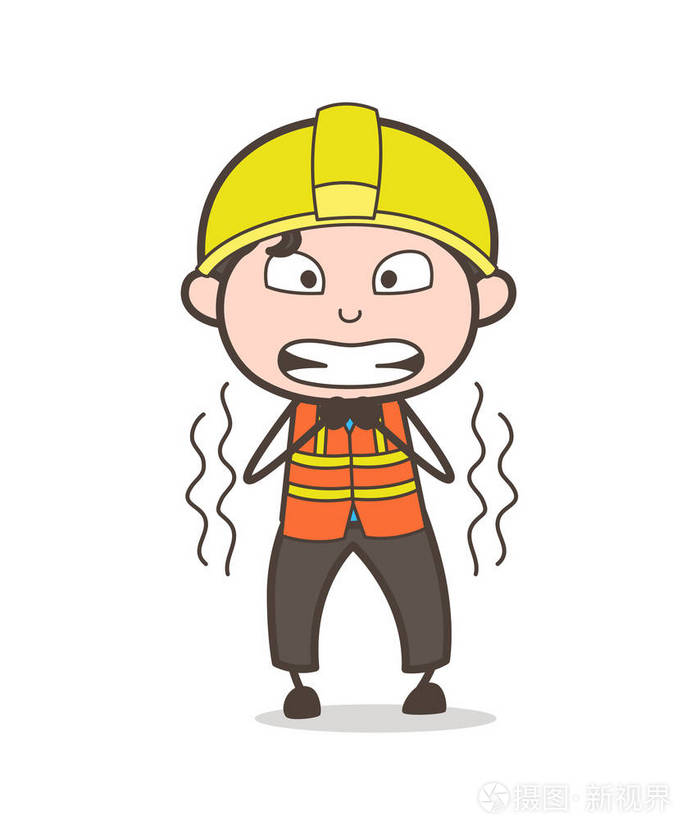 扼腕叹息的脸可爱的卡通男工程师图