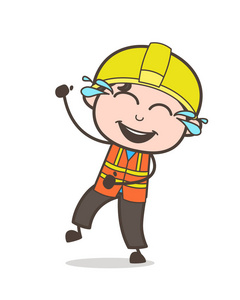 喜极而泣笑着面对喜极而泣-可爱的卡通男工程师图照片