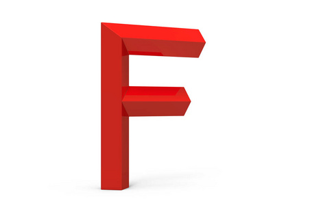 3d 渲染红色斜面字母 F