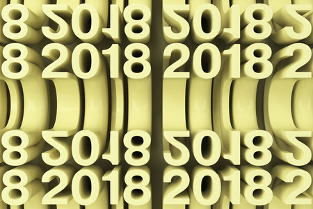 网格的黄色新 2018 年数字