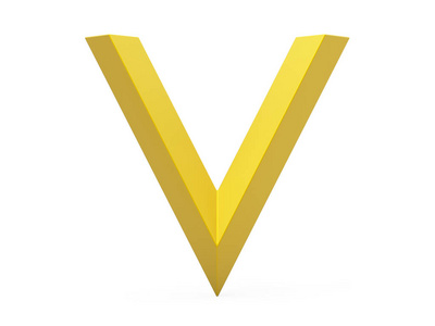 3d 渲染金色斜面字母 v照片