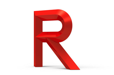 3d 渲染红色斜面字母 R