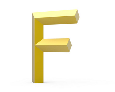 3d 渲染金色斜面字母 F