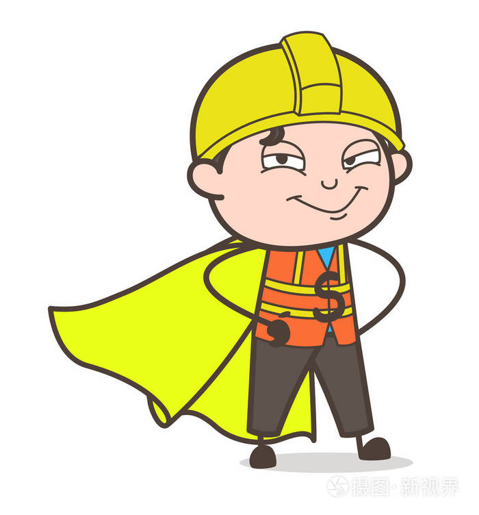 超级工程师微笑的面孔-可爱的卡通男工程师图