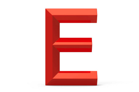 3d 渲染红色斜面字母 E