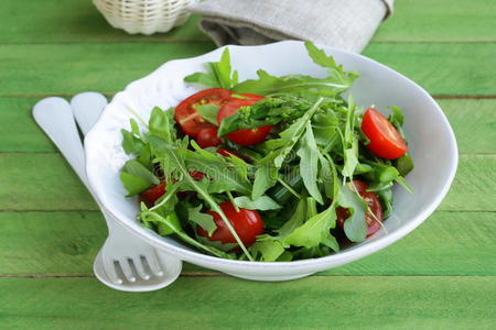 芝麻菜 西红柿 开胃菜 特写镜头 美味的 营养 食物 沙拉