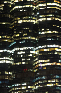 泰国曼谷夜景现代建筑特写