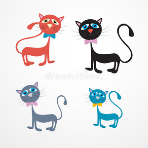 四只猫插图