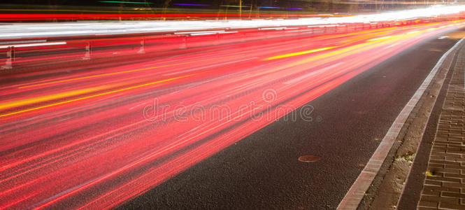 大城市道路夜间车灯